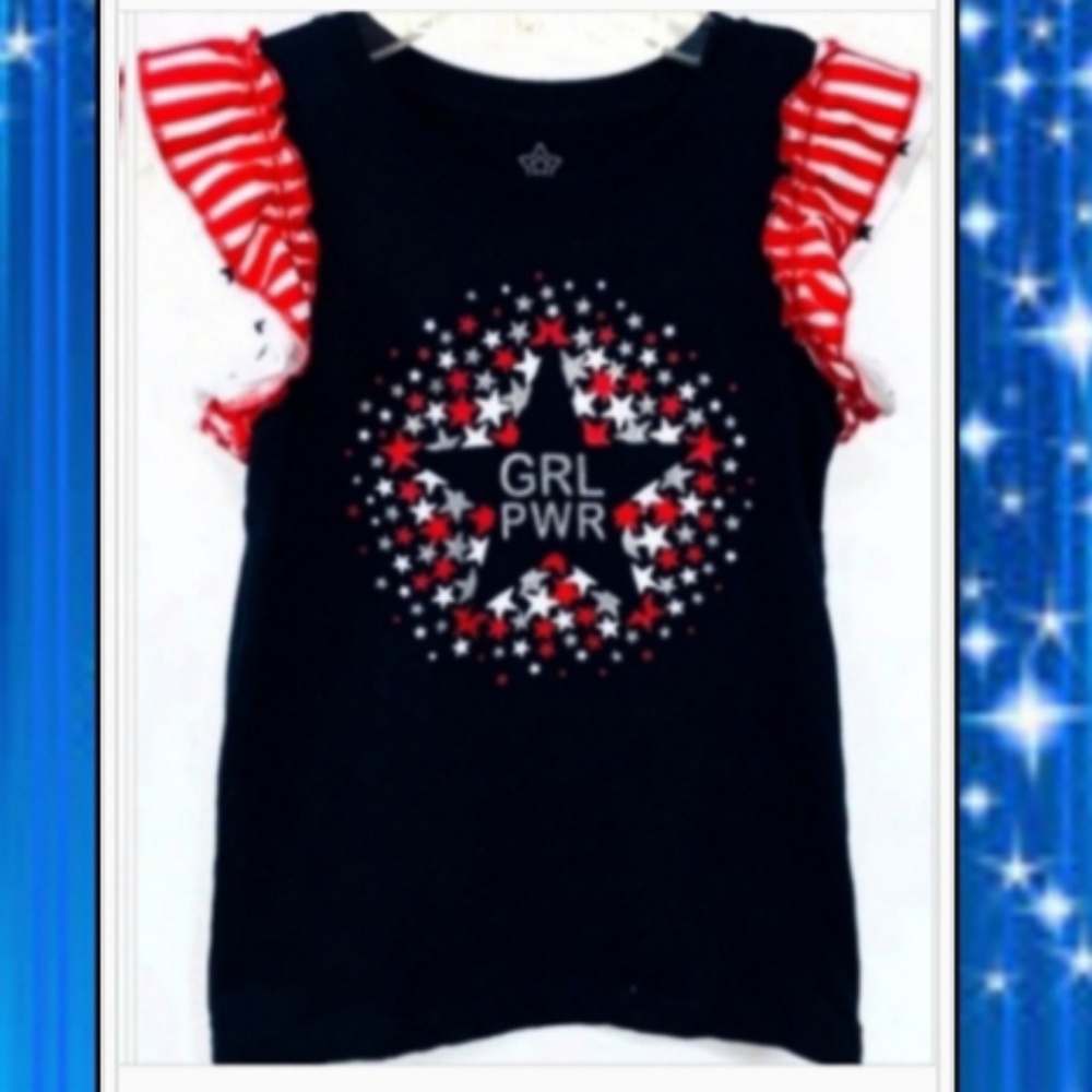 Girl Power Americana Patriotic Girl's Top Sz 14-16